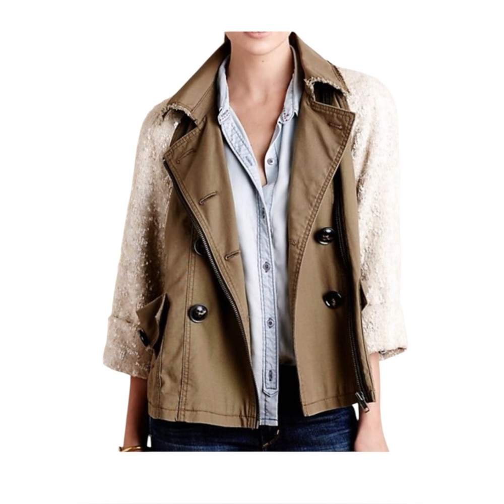 Anthropologie Hei Hei Sequin Sleeve Utility Jacket